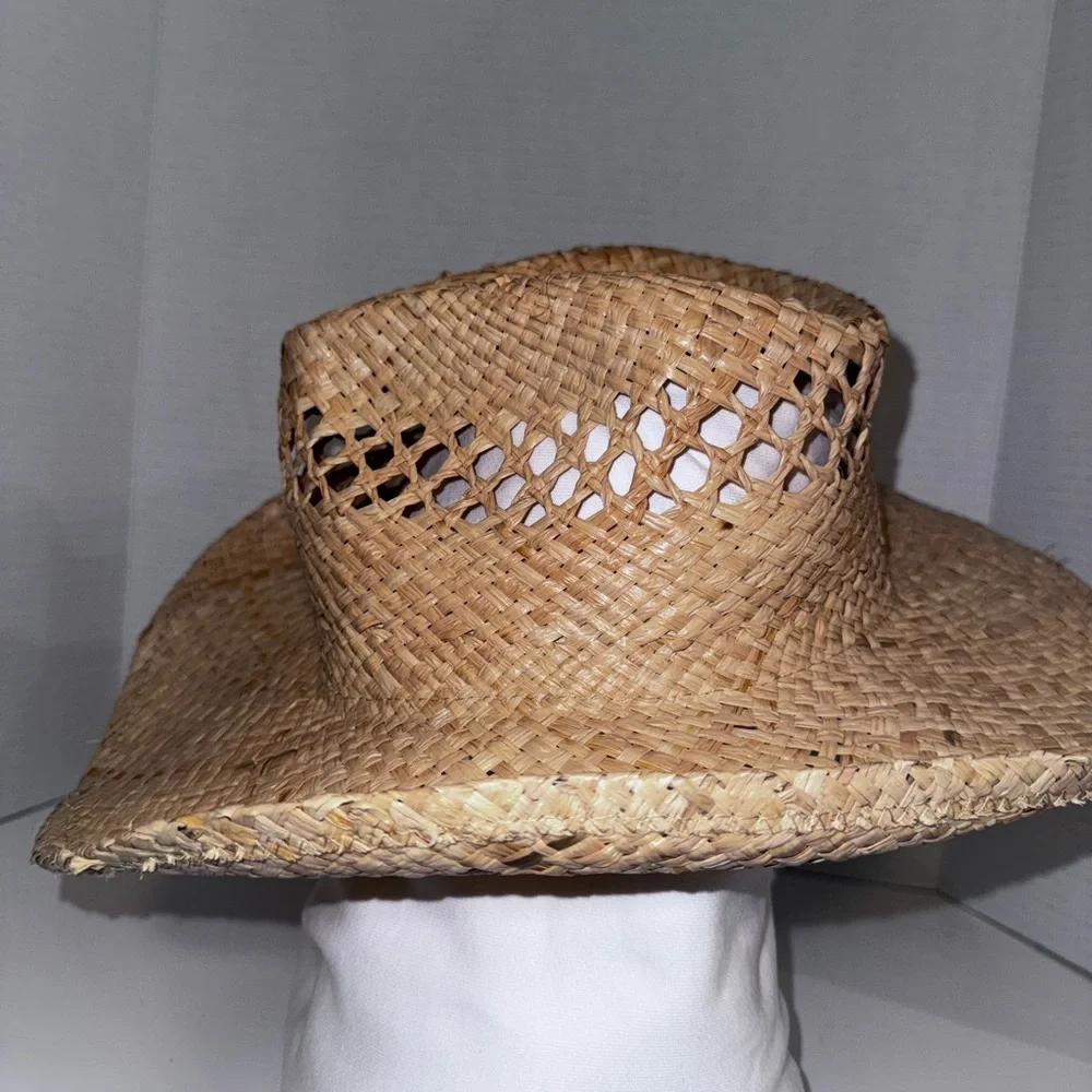 Lack Of Color Natural Straw Western Hat with Ventilated Crown
